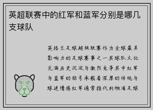 英超联赛中的红军和蓝军分别是哪几支球队
